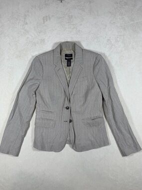 J. Crew Schoolboy Size 4 Light Gray Women’s Two-Button Herringbone Blazer Coat